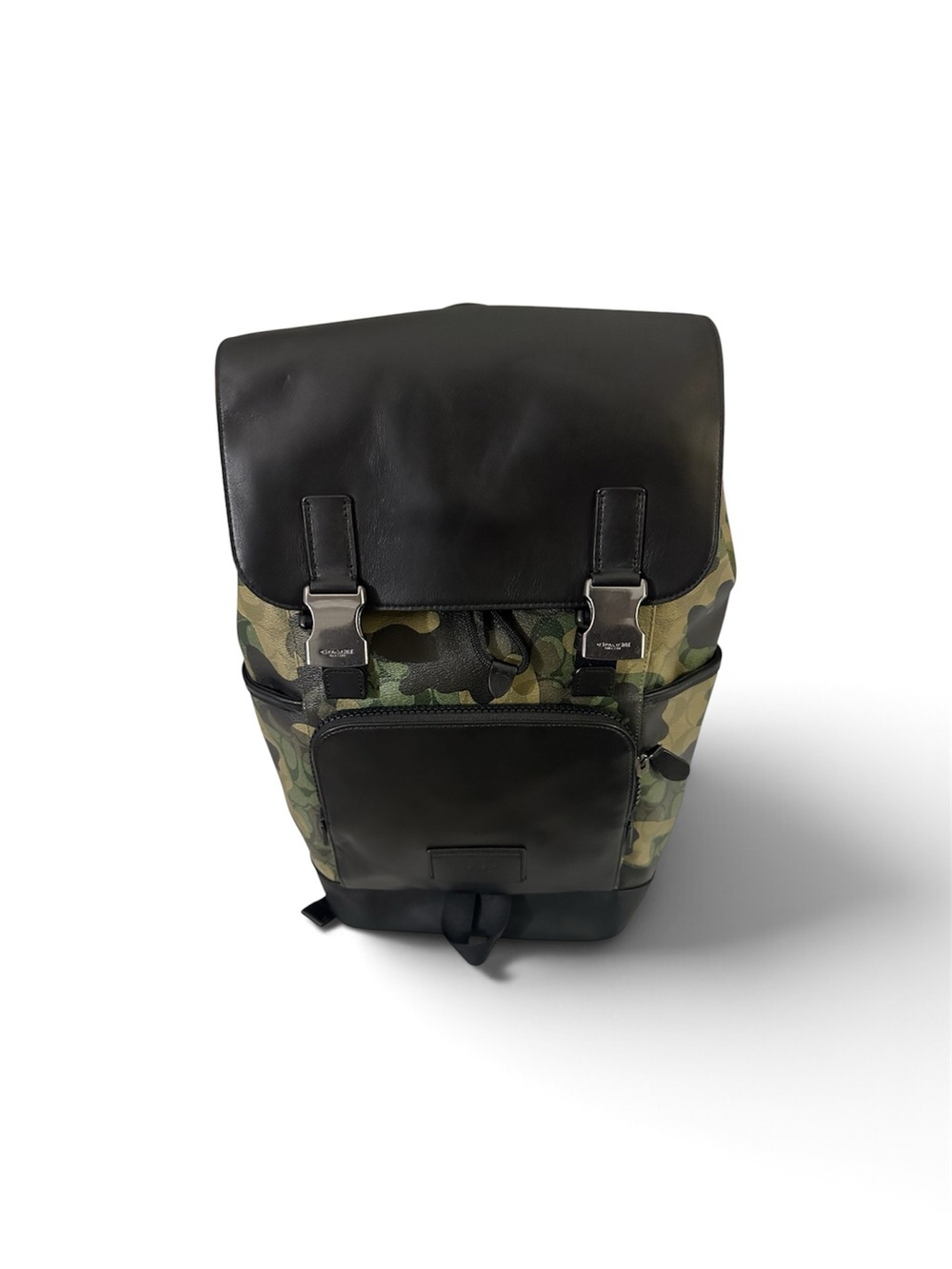 Brand New, COACH  Track Backpack In Signature Canvas & Leather With Camo Print,